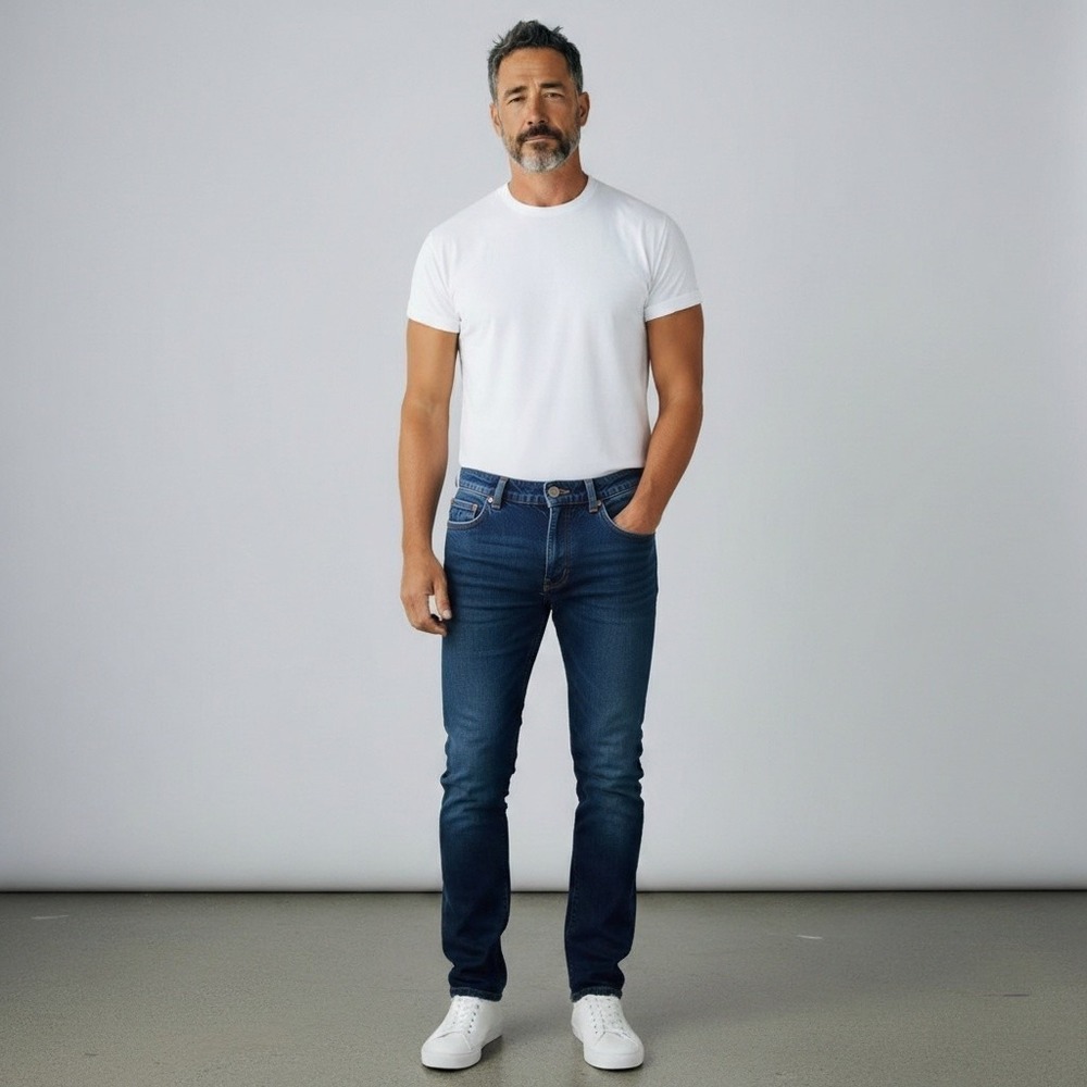 Hugo Boss 634 Tapered Jeans Mens 36x34 Medium Wash Blue Button Fly Denim